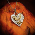 Pandantiv înger ceresc cu stea în formă de inimă din argint 925 cu accente aurii, talisman handmade, Art Diva