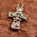 Pandantiv cruce cu flori pentru femei din argint 925 – bijuterie sculpturală handmade boho și rustic, Art Diva