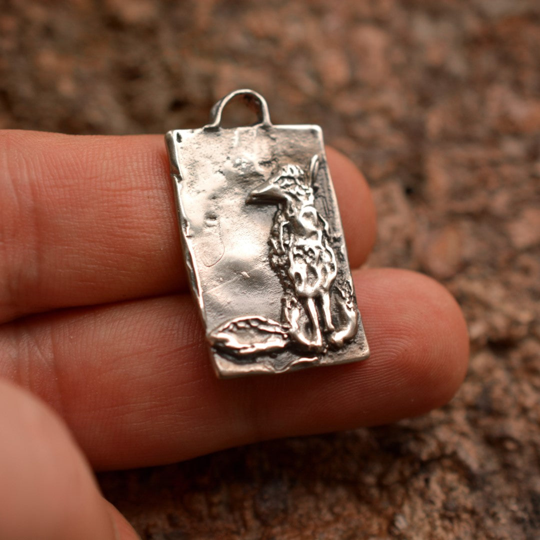 Pandantiv vulpe din argint 925 – talisman boho al speranței, bijuterie sculpturală handmade, Art Diva