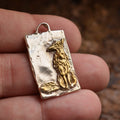 Pandantiv vulpe din argint 925 cu accente aurii – talisman handmade pentru intuiție și libertate, stil boho rustic, Art Diva