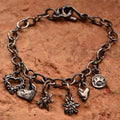 Brățară bază artistică din argint 925 oxidat, fără pandantiv – lanț handmade boho rustic pentru talismane, Art Diva